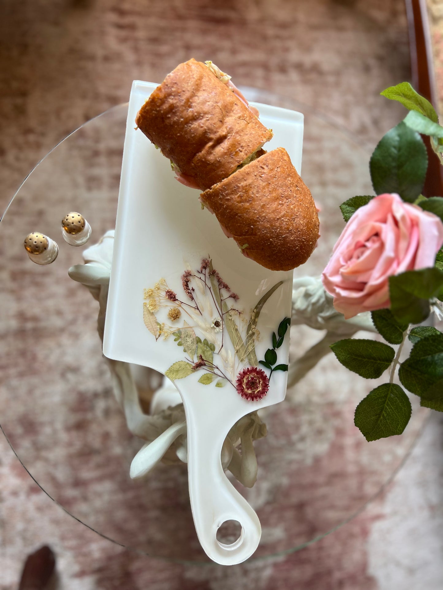 Pink Floral Charcuterie Board